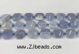 CNG8818 15.5 inches 16mm - 20mm faceted freeform blue chalcedony beads