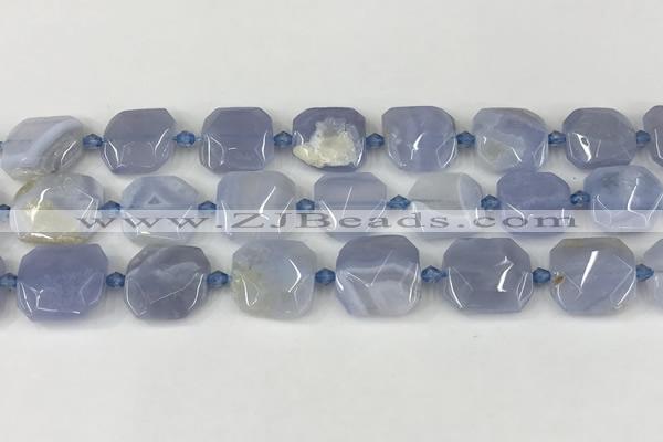 CNG8818 15.5 inches 16mm - 20mm faceted freeform blue chalcedony beads