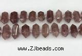 CNG8900 10*25mm - 14*30mm faceted nuggets strawberry quartz beads