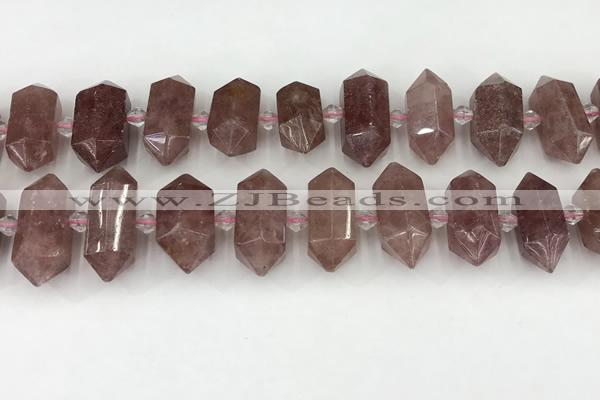 CNG8900 10*25mm - 14*30mm faceted nuggets strawberry quartz beads