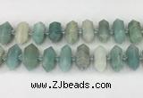 CNG8902 10*25mm - 14*30mm faceted nuggets amazonite beads