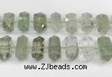 CNG8912 10*25mm - 15*30mm faceted nuggets green quartz beads