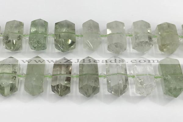 CNG8912 10*25mm - 15*30mm faceted nuggets green quartz beads