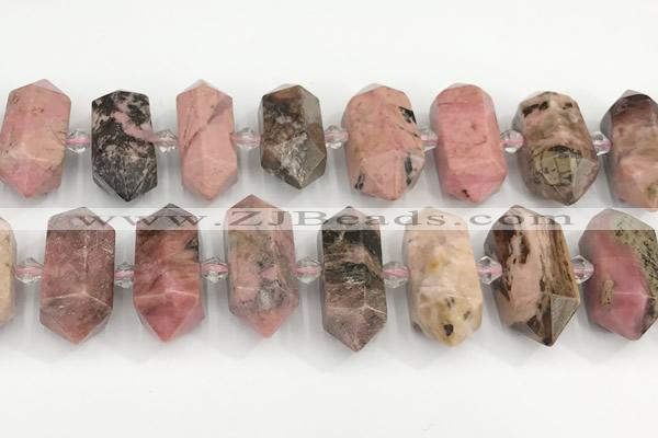 CNG8919 15.5 inches 10*25mm - 15*30mm faceted nuggets rhodonite beads