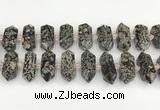 CNG8920 10*25mm - 15*30mm faceted nuggets red snowflake obsidian beads