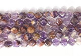 CNG9063 15.5 inches 10mm faceted nuggets purple phantom quartz beads