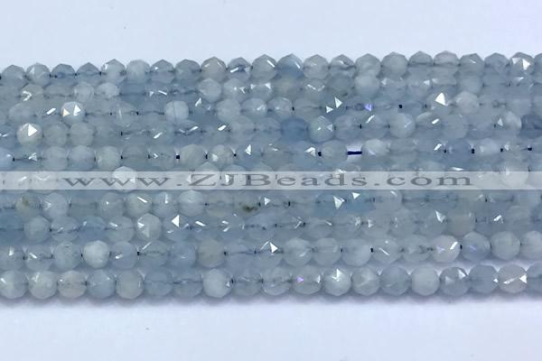 CNG9101 15 inches 4mm faceted nuggets aquamarine beads