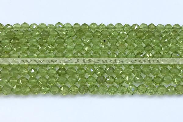 CNG9106 15 inches 4mm faceted nuggets olive quartz beads