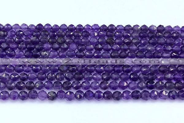 CNG9109 15 inches 4mm faceted nuggets amethyst beads