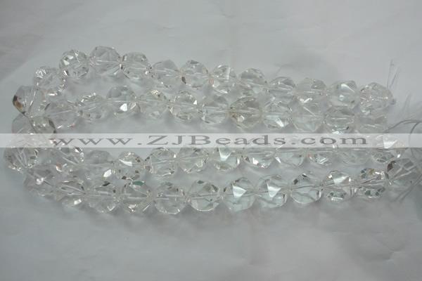CNG914 15 inches 14mm faceted nuggets white crystal beads