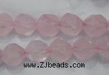 CNG921 15 inches 12mm faceted nuggets rose quartz beads