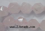 CNG922 15 inches 14mm faceted nuggets rose quartz beads