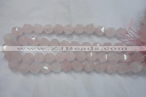 CNG923 15 inches 16mm faceted nuggets rose quartz beads