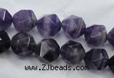 CNG930 15 inches 12mm faceted nuggets amethyst gemstone beads