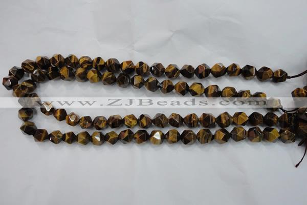CNG937 15 inches 10mm faceted nuggets yellow tiger eye beads