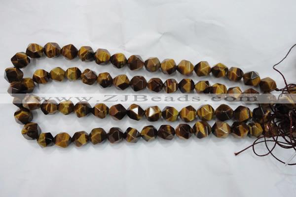 CNG938 15 inches 12mm faceted nuggets yellow tiger eye beads