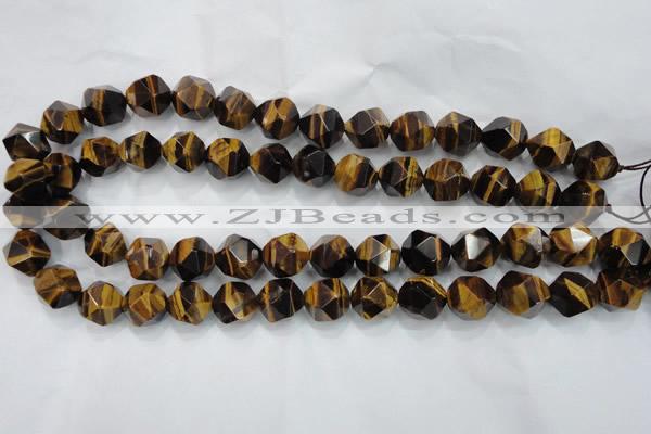 CNG939 15 inches 14mm faceted nuggets yellow tiger eye beads