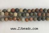 CNI378 15.5 inches 10mm round matte American picture jasper beads