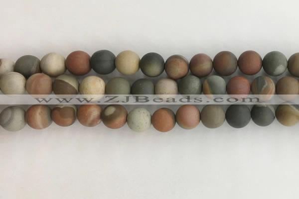 CNI378 15.5 inches 10mm round matte American picture jasper beads