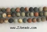 CNI380 15.5 inches 14mm round matte American picture jasper beads