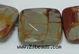 CNJ17 15.5 inches 30*30mm faceted square natural noreena jasper beads