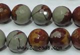 CNJ18 15.5 inches 14mm faceted round natural noreena jasper beads