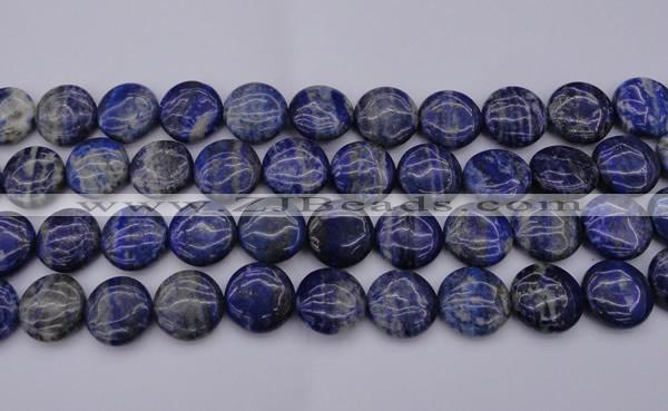 CNL1109 15.5 inches 18mm flat round lapis lazuli gemstone beads