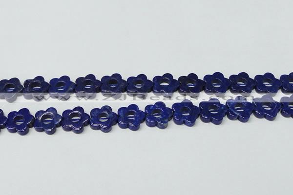 CNL1311 15.5 inches 18mm carved flower natural lapis lazuli beads