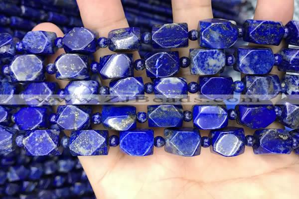 CNL1687 4mm round & 8*10mm - 9*13mm faceted nuggets lapis lazuli beads