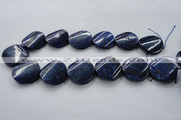 CNL698 15.5 inches 30mm twisted coin natural lapis lazuli beads