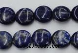 CNL732 15.5 inches 14mm flat round natural lapis lazuli gemstone beads