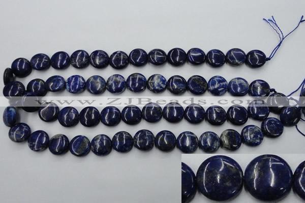 CNL732 15.5 inches 14mm flat round natural lapis lazuli gemstone beads