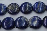 CNL733 15.5 inches 16mm flat round natural lapis lazuli gemstone beads