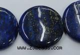 CNL738 15.5 inches 30mm flat round natural lapis lazuli gemstone beads