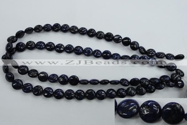 CNL923 15.5 inches 10mm flat round natural lapis lazuli gemstone beads