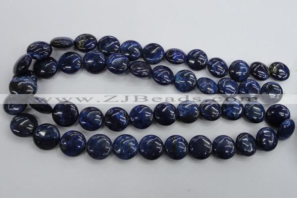 CNL926 15.5 inches 16mm flat round natural lapis lazuli gemstone beads