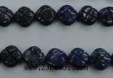CNL991 15.5 inches 10mm carved flower natural lapis lazuli gemstone beads
