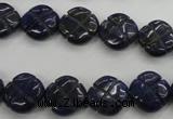 CNL993 15.5 inches 13mm carved flower natural lapis lazuli gemstone beads