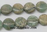 CNS10 16 inches 14mm flat round natural serpentine jasper beads