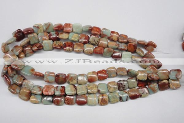 CNS103 15.5 inches 12*12mm square natural serpentine jasper beads