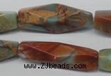 CNS134 15.5 inches 12*40mm faceted rice natural serpentine jasper beads
