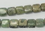 CNS15 16 inches 10*10mm square natural serpentine jasper beads