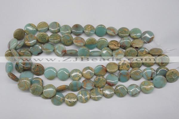 CNS161 15.5 inches 16mm flat round natural serpentine jasper beads