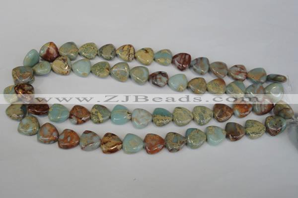 CNS187 15.5 inches 14*14mm triangle natural serpentine jasper beads