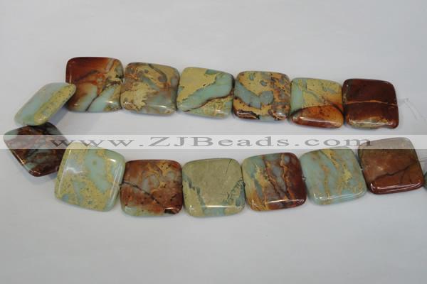 CNS196 15.5 inches 30*30mm square natural serpentine jasper beads