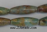CNS204 15.5 inches 10*30mm rice natural serpentine jasper beads