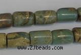 CNS205 15.5 inches 10*14mm drum natural serpentine jasper beads