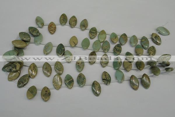 CNS218 Top-drilled 10*18mm marquise natural serpentine jasper beads