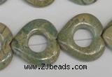 CNS220 15.5 inches 25*25mm heart donut natural serpentine jasper beads