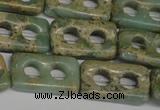 CNS226 15.5 inches 15*25mm carved rectangle natural serpentine jasper beads